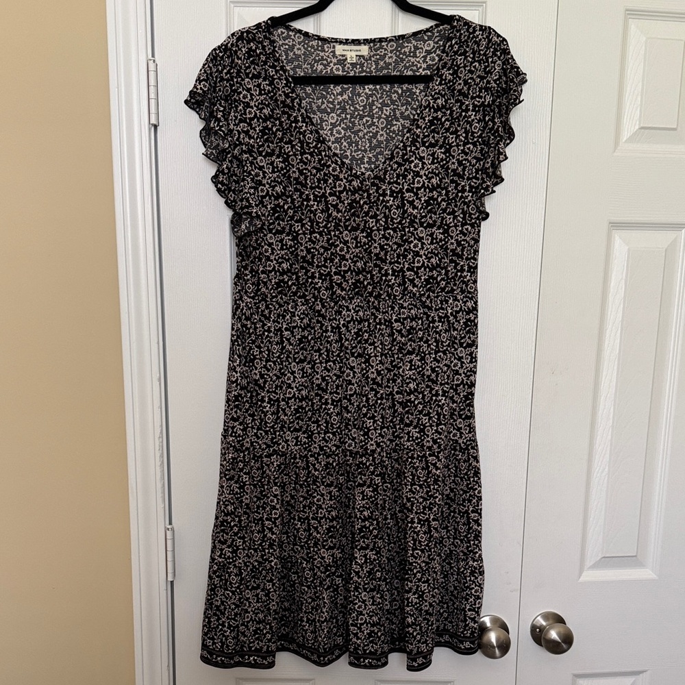 Floral Black and White Dress